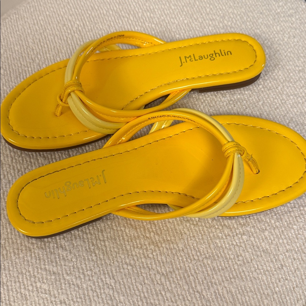 J. McLaughlin Caitlin Thong Sandal Yellow Patent Leather